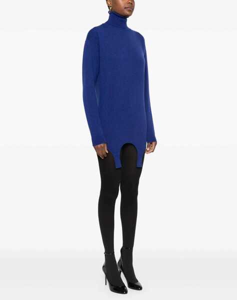 Pulovere Saint Laurent Cashmere Turtleneck Sweater With Garter Strap Blue Femei (BM 19248974) 3
