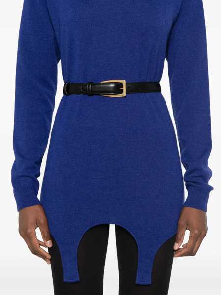 Pulovere Saint Laurent Cashmere Turtleneck Sweater With Garter Strap Blue Femei (BM 19248974) 5