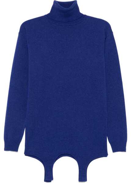 Pulovere Saint Laurent Cashmere Turtleneck Sweater With Garter Strap Blue Femei (BM 19248974) 1