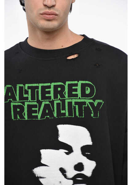 Bluze de trening Raf Simons Vintage Effect Altered Reality Crew-Neck Sweatshirt With Fro Black Barbati (BM 19248977) 3