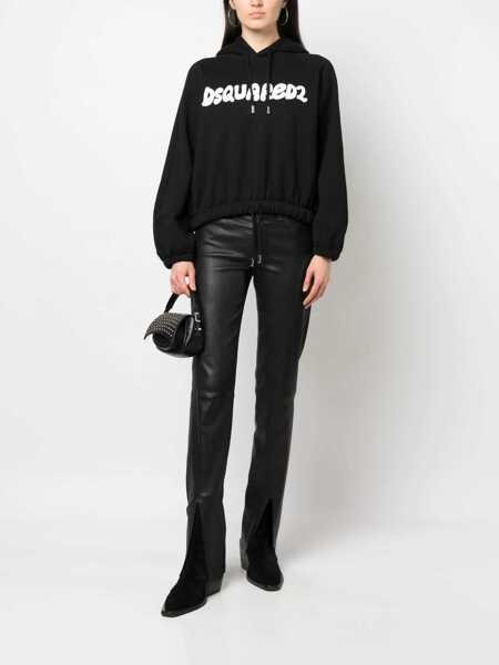 Bluze de trening DSQUARED2 Solid Color Onion Fit Hoodie With Elastic Edge Black Femei (BM 19248980) 2