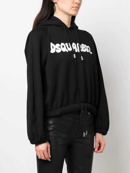 Bluze de trening DSQUARED2 Solid Color Onion Fit Hoodie With Elastic Edge Black Femei (BM 19248980) 3