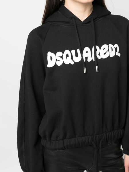 Bluze de trening DSQUARED2 Solid Color Onion Fit Hoodie With Elastic Edge Black Femei (BM 19248980) 5