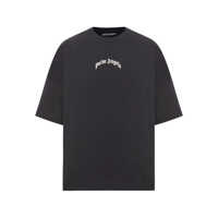 Topuri Palm Angels Back Curved Logo Over Tee Black - Off Wh Barbati