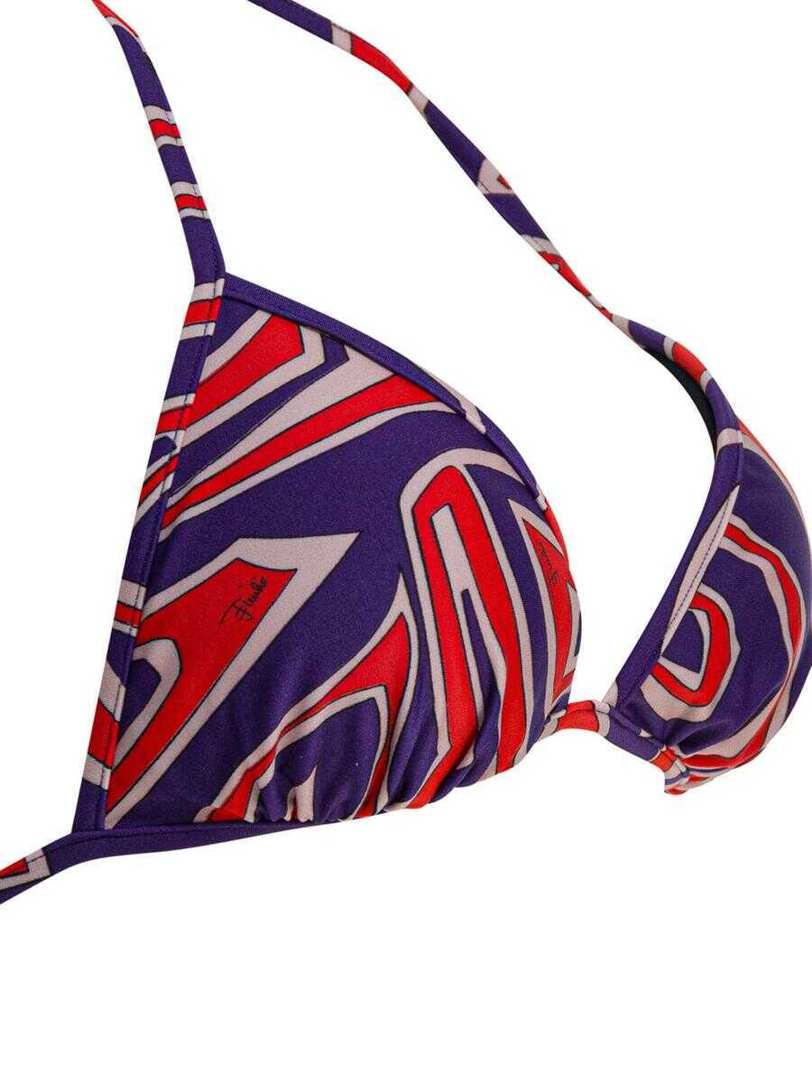 Sutiene PUCCI Pucci Labirinto Print Triangle Bikini Top PURPLE Femei (BM 19250358) 4