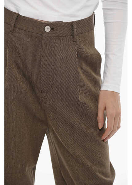 Pantaloni office SIBEL SARAL Wool Blend Fritz Single Pleat Pants Brown Femei (BM 19253810) 3