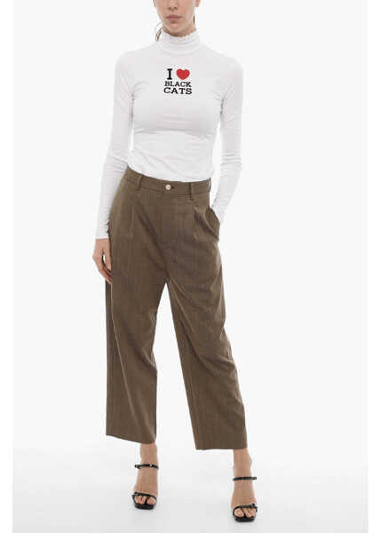 Pantaloni office SIBEL SARAL Wool Blend Fritz Single Pleat Pants Brown Femei (BM 19253810) 4