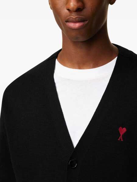 Cardigane AMI Paris Ami De Coeur Cardigan NOIR/ROUGE Barbati (BM 19253816) 5