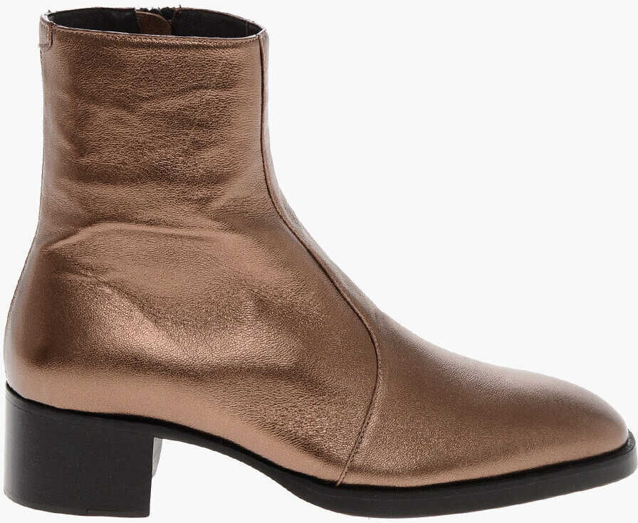 Ghete DSQUARED2 Lam Leather Vintage Booties With Inner Zip Brown Barbati (BM 19253885) 3