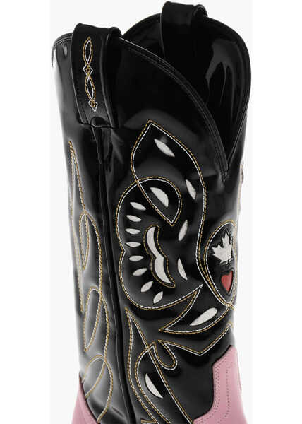 Cizme casual DSQUARED2 Two-Tone Brushed Leather Cowboy Western Boots Black Barbati (BM 19253903) 4