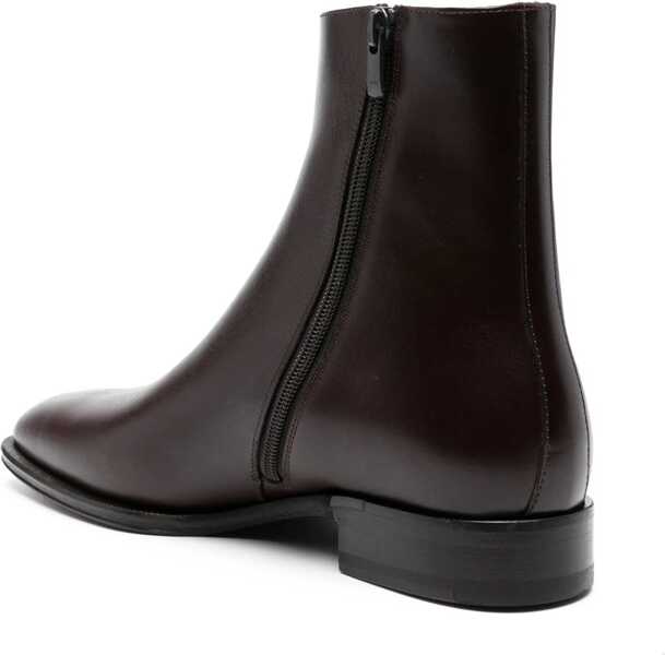 Ghete DSQUARED2 Leather D2 Classic Chelsea Booties With Inner Zip Brown Barbati (BM 19253975) 3