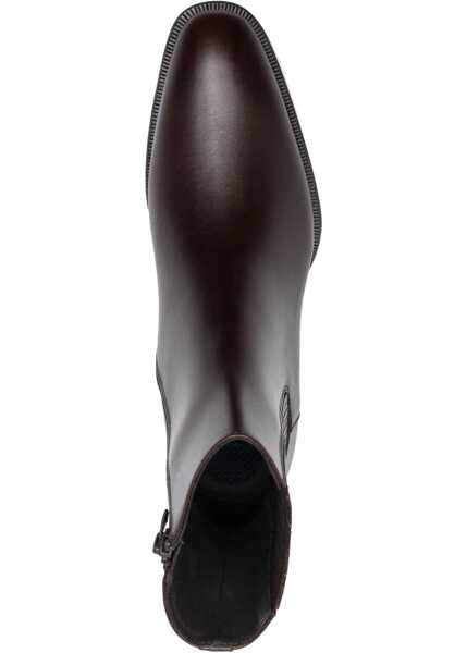 Ghete DSQUARED2 Leather D2 Classic Chelsea Booties With Inner Zip Brown Barbati (BM 19253975) 4