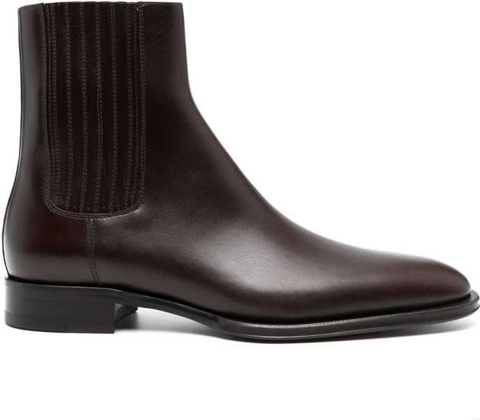 Ghete DSQUARED2 Leather D2 Classic Chelsea Booties With Inner Zip Brown Barbati (BM 19253975) 1
