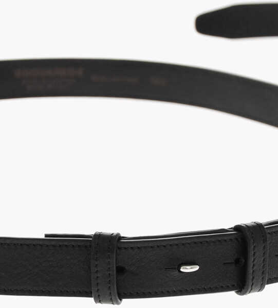 Curele DSQUARED2 Solid Color Leather Belt Without Buckle 25Mm Black Barbati (BM 19253993) 3