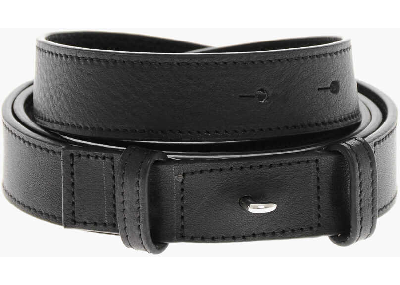 Curele DSQUARED2 Solid Color Leather Belt Without Buckle 25Mm Black Barbati (BM 19253993) 1