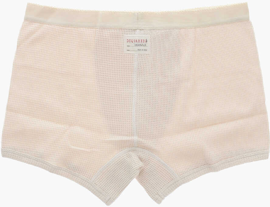 Lenjerie intima DSQUARED2 Honeycomb Cotton Trunk With Elastic Waistband White Barbati (BM 19253996) 3