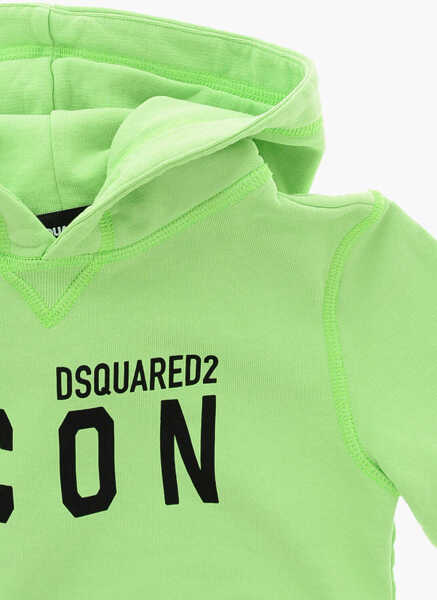 Bluze de trening DSQUARED2 Icon Brushed Cotton Hoodie With Printed Logo Green Baieti (BM 19254008) 2