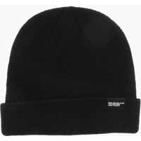 Caciuli Solid Color Wool Beanie With Contrasting Patch Barbati