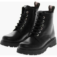 Cizme de iarna Leather Combat Booties With Inner Zip And Tape Detail Baieti