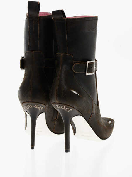 Botine DSQUARED2 Lived-In Eat My Dust Leather Booties 10Cm Brown Femei (BM 19254119) 2