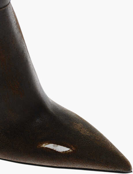 Botine DSQUARED2 Lived-In Eat My Dust Leather Booties 10Cm Brown Femei (BM 19254119) 4