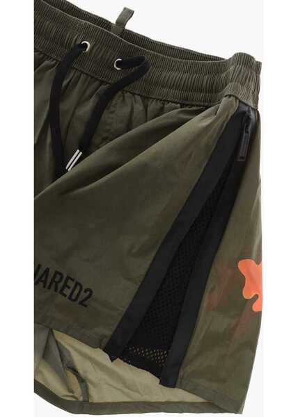 Bermude DSQUARED2 Swimshorts With Side Contrasting Bands Military Green Barbati (BM 19254122) 4