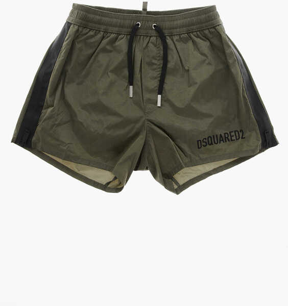 Bermude DSQUARED2 Swimshorts With Side Contrasting Bands Military Green Barbati (BM 19254122) 1