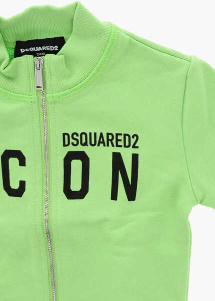 Bluze de trening DSQUARED2 Icon Brushed Cotton Sweatshirt With Zip Closure Green Baieti (BM 19254128) 2