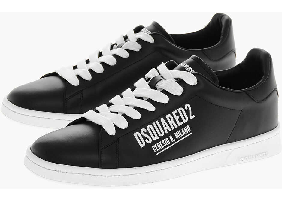 Sneakers DSQUARED2 Leather Ceresio 9 Sneakers With Printed Logo Black Barbati (BM 19254134) 1