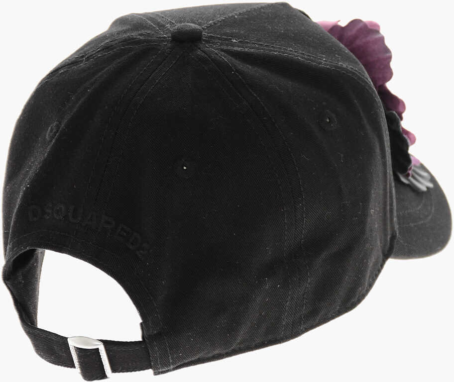 Sepci DSQUARED2 Solid-Color Baseball Cap With Floral Appliqu Black Femei (BM 19254140) 2