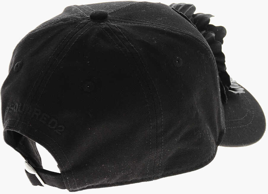 Sepci DSQUARED2 Solid-Color Baseball Cap With Floral Applique Black Femei (BM 19254152) 2