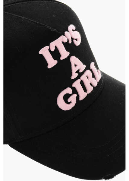 Sepci DSQUARED2 Cotton Gabardine Its A Girl Baseball Cap With Embossed Embr Black Femei (BM 19254155) 3
