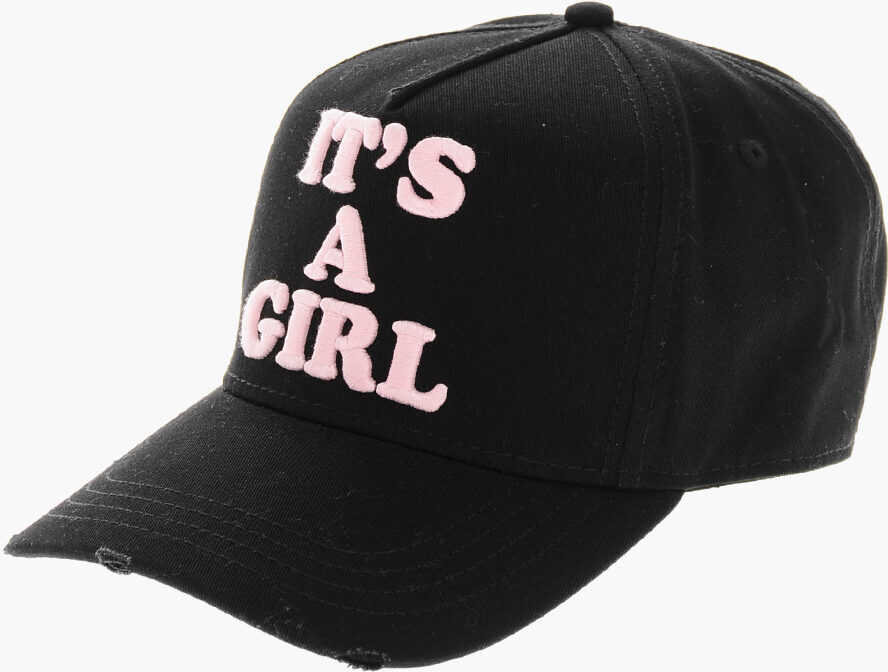 Sepci DSQUARED2 Cotton Gabardine Its A Girl Baseball Cap With Embossed Embr Black Femei (BM 19254155) 1