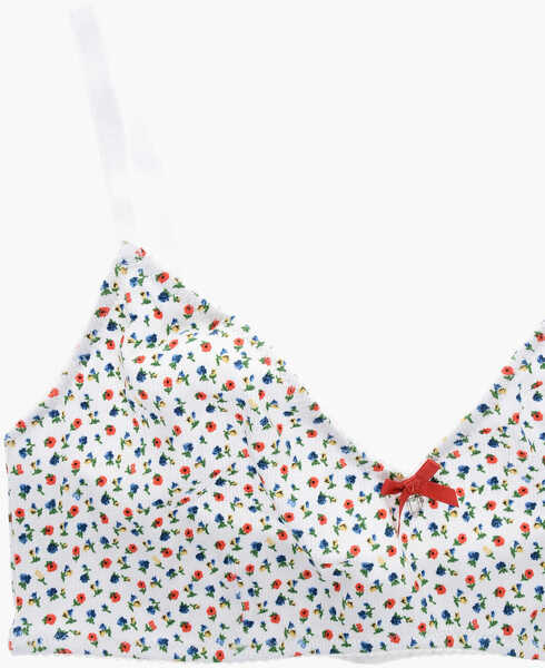 Sutiene DSQUARED2 Floral Patterned Stretch Cotton Bra White Femei (BM 19254257) 2