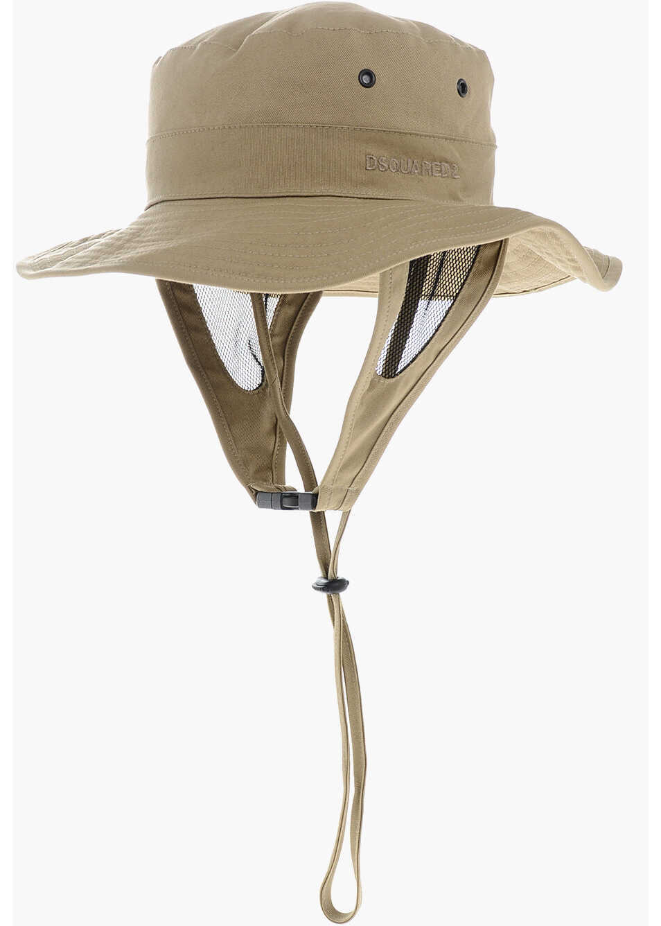 Caciuli DSQUARED2 Cotton Gabardine Bucket Hat With Drawstring Beige Barbati (BM 19254266) 1
