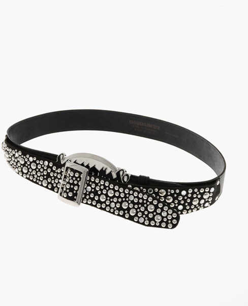 Curele DSQUARED2 Leather Gothic Dsquared Belt With Studs 40Mm Black Barbati (BM 19254278) 2