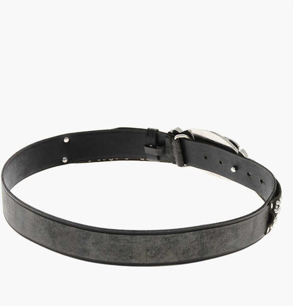 Curele DSQUARED2 Leather Gothic Dsquared Belt With Studs 40Mm Black Barbati (BM 19254278) 3