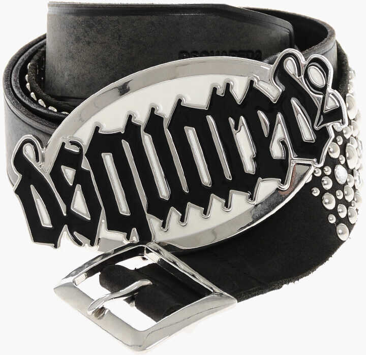 Curele DSQUARED2 Leather Gothic Dsquared Belt With Studs 40Mm Black Barbati (BM 19254278) 1