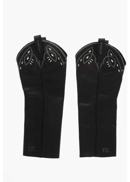 Cizme lungi DSQUARED2 Leather Western Gaiters With Inner Zip Black Femei (BM 19254287) 3