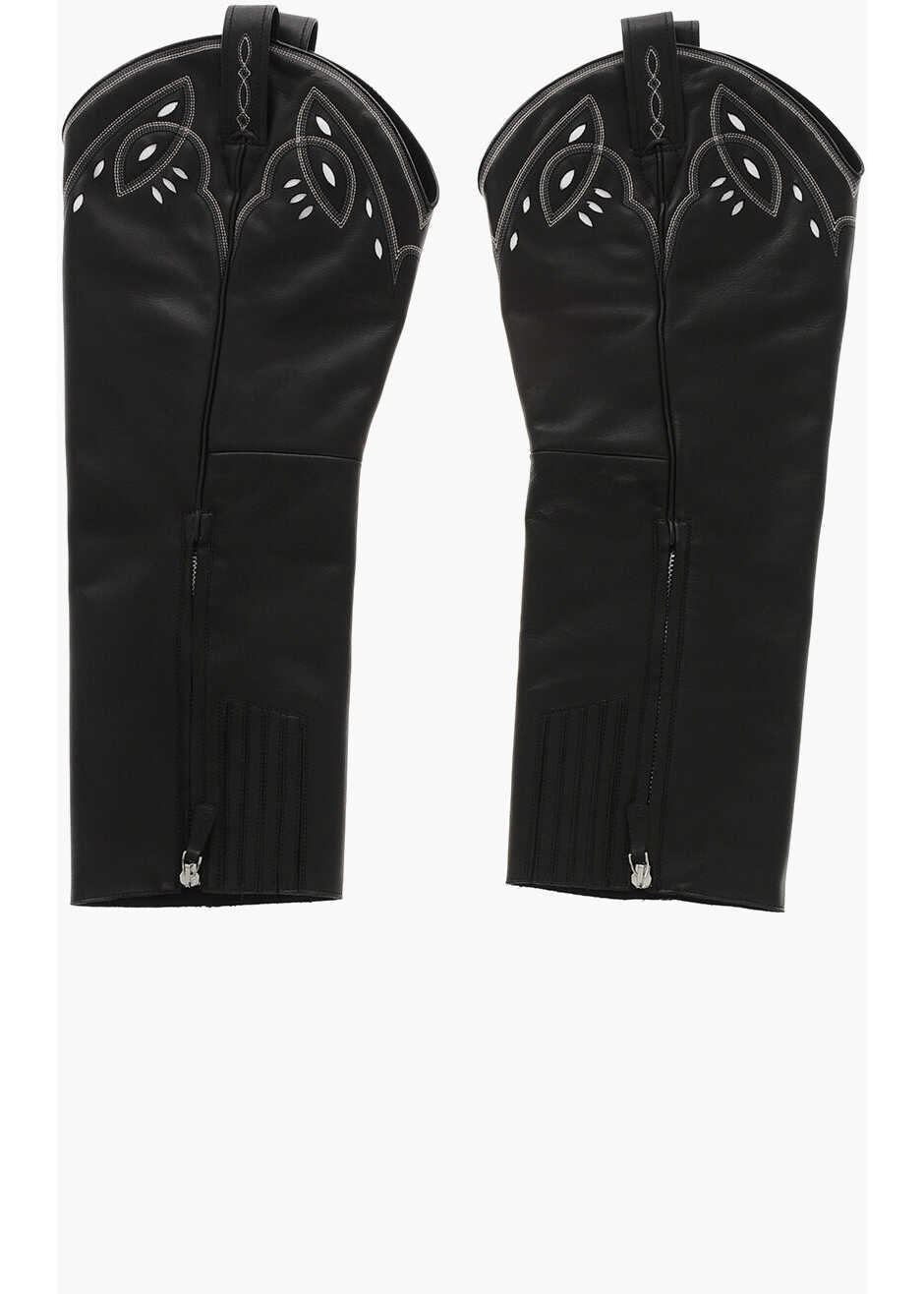 Cizme lungi DSQUARED2 Leather Western Gaiters With Inner Zip Black Femei (BM 19254287) 1