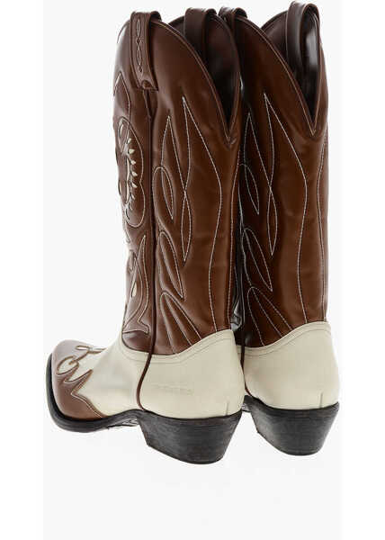 Cizme casual DSQUARED2 Two-Tone Brushed Leather Texan Boots Cowboy Brown Barbati (BM 19254293) 2