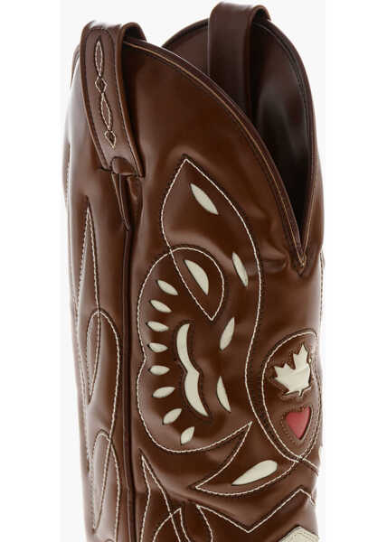 Cizme casual DSQUARED2 Two-Tone Brushed Leather Texan Boots Cowboy Brown Barbati (BM 19254293) 4