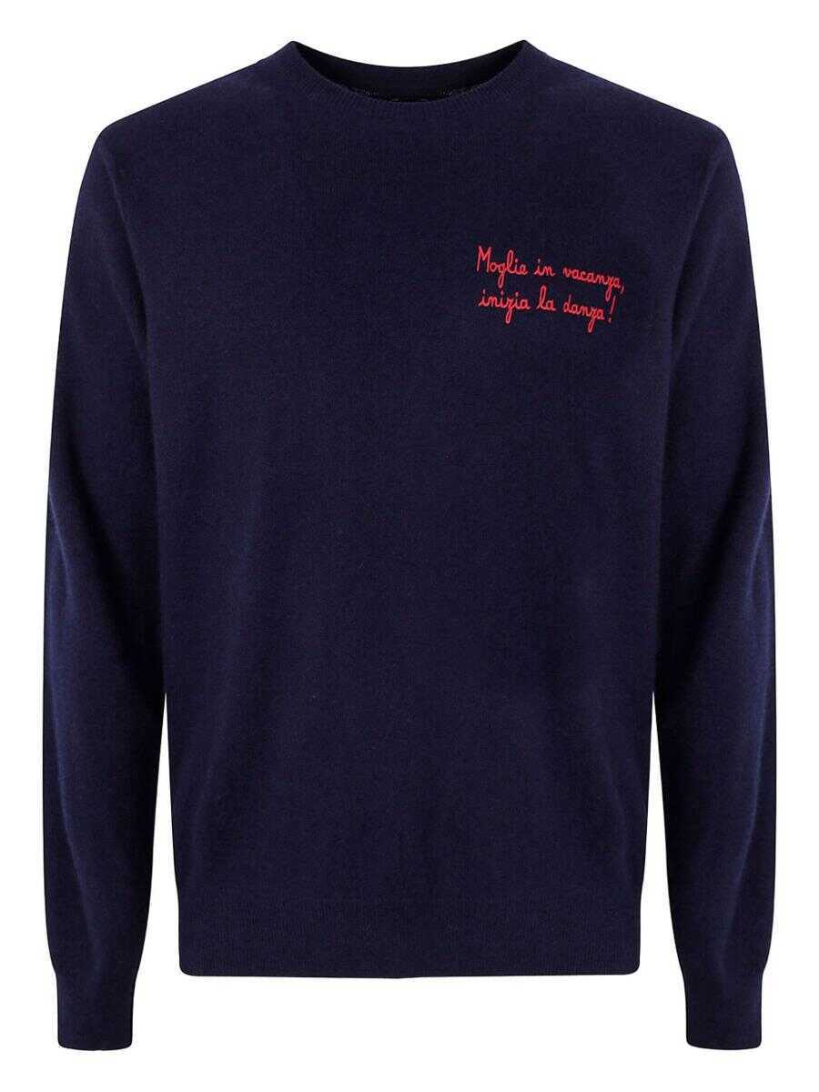 Pulovere Mc2 Saint Barth MC2 Saint Barth Crew Neck Sweater With Embroidery BLUE Barbati (BM 19254783) 1