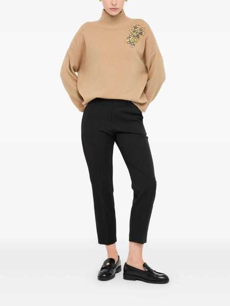 Pulovere Liu Jo Liu Jo Camel Wool Sweater With Embellished Embroidery Beige Femei (BM 19255512) 2
