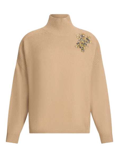 Pulovere Liu Jo Liu Jo Camel Wool Sweater With Embellished Embroidery Beige Femei (BM 19255512) 1
