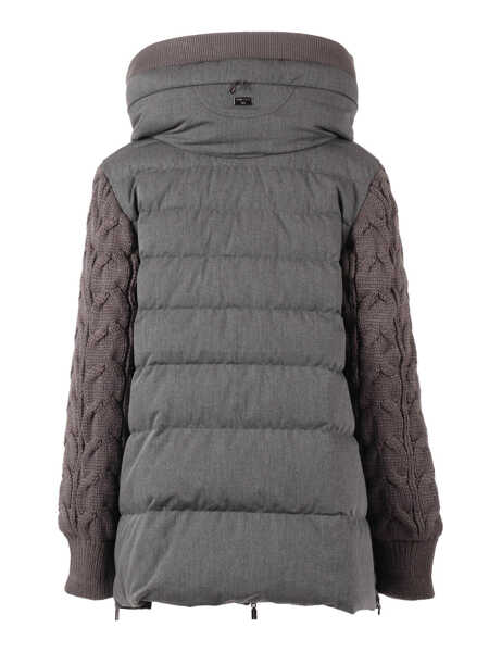 Geci de iarna Diego M DOWN JACKET WITH KNITTED SLEEVES AND EMBROIDERY Gray Femei (BM 19255854) 2
