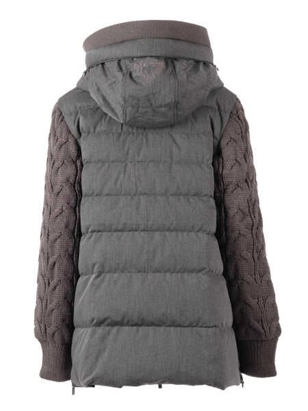 Geci de iarna Diego M DOWN JACKET WITH KNITTED SLEEVES AND EMBROIDERY Gray Femei (BM 19255854) 3