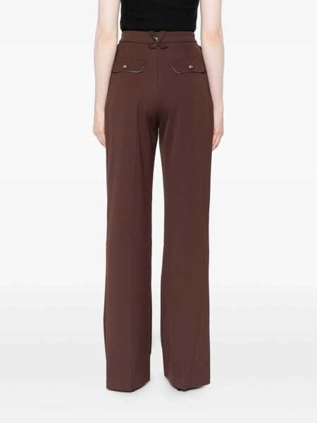 Pantaloni casual Elisabetta Franchi Elisabetta Franchi Palazzo Pants BROWN Femei (BM 19256409) 4