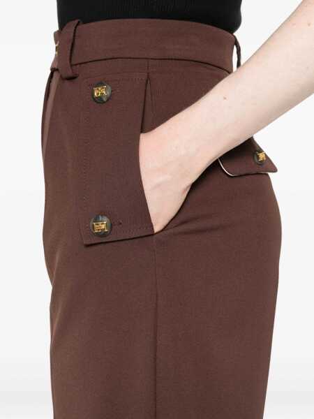 Pantaloni casual Elisabetta Franchi Elisabetta Franchi Palazzo Pants BROWN Femei (BM 19256409) 5