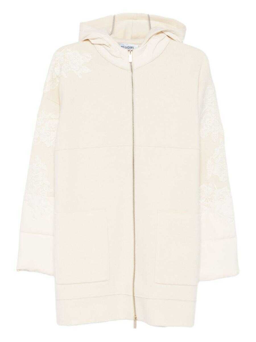 Paltoane Blumarine Blumarine White Coat  Featuring Delicate Lace Details Beige Femei (BM 19256865) 1